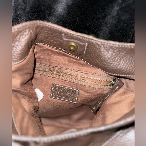 J. Crew Dk Brown Pebble Grain Leather Small Detailed Shoulder Bag - Picture 6 of 10